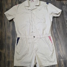 Chubbies The Danger Zones Coveralls Shorts Khaki W/ Patriotic Accents Size XL 