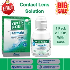 Multi-Purpose Contact Lens Solution W/ Case, 2 Fl Oz, All-Day Comfort & Cleaning