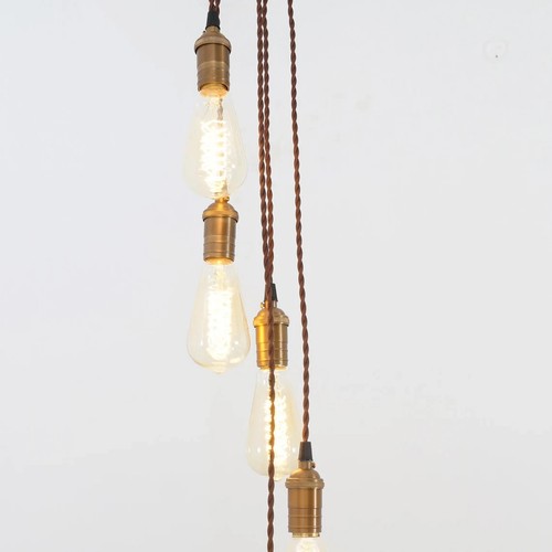Edison cluster vintage brass pendant ceiling light with 5 lights brass holders - Picture 3 of 6