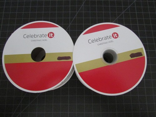 New Celebrate It Wired Ribbon Lot Of Two Xmas Trees &Snowmen Each 1 1/2 x 25 Ft.