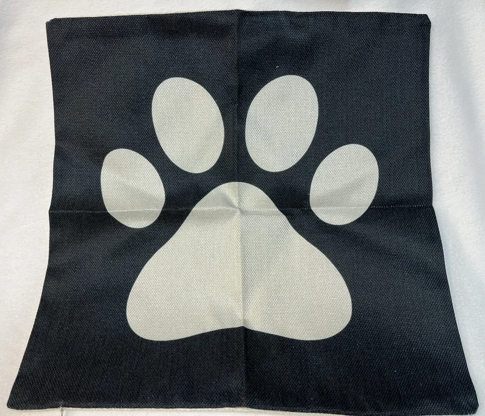 "Funda de almohada de lino con estampado de pata de perro mascota naturaleza animal 18x18"" decoración del hogar" Foto 2 de 4