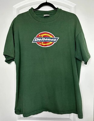 90s Deftones Adrenaline Tour 1996 Dickies Green Color Tshirt