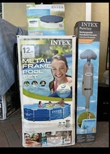 Intex 28211ST Metal Frame Round Above Ground Swimming Pool with Pump - Navy Blue