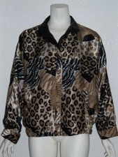 Nicole By J Frah Gold Black Animal Print Design Reversible Jacket