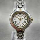 Seiko Watch Women 20mm White Dial Two Tone Round 1f21-0a50 New Battery