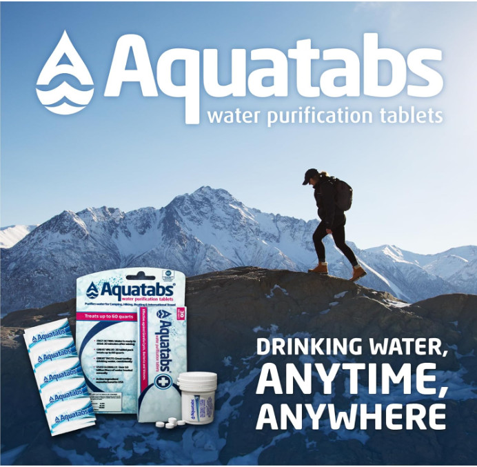 Aquatabs 397mg Water Purification Tablets,100pk&ndash;Camping,Survival,RV & Marine Use