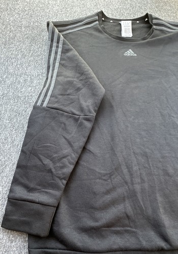 Adidas Sweatshirt Men's X-Large Black Gray Logo Stripes Long Sleeve Athleisure - Picture 2 of 13