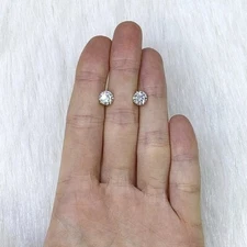 14K Gold Real WJD Exclusives Moissanite Solitaire Stud Earrings 1CT-2CT