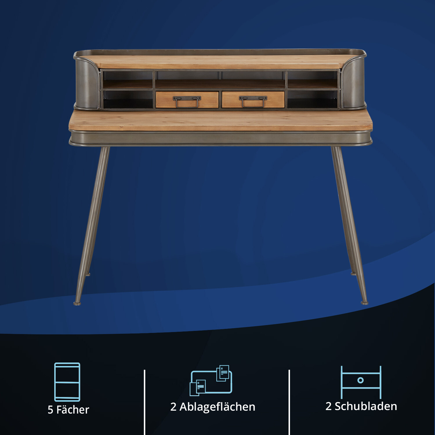 Kommode TV-Bank Schreibtisch Möbel-Serie Sideboard Lowboard Massivholz Metall