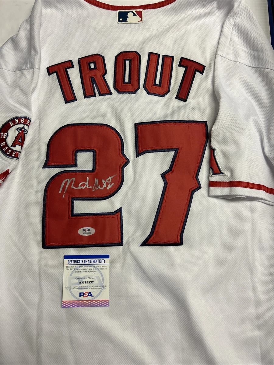 Mike Trout Signed Jersey PSA COA Full Signature Los Angeles Angels  Autographed