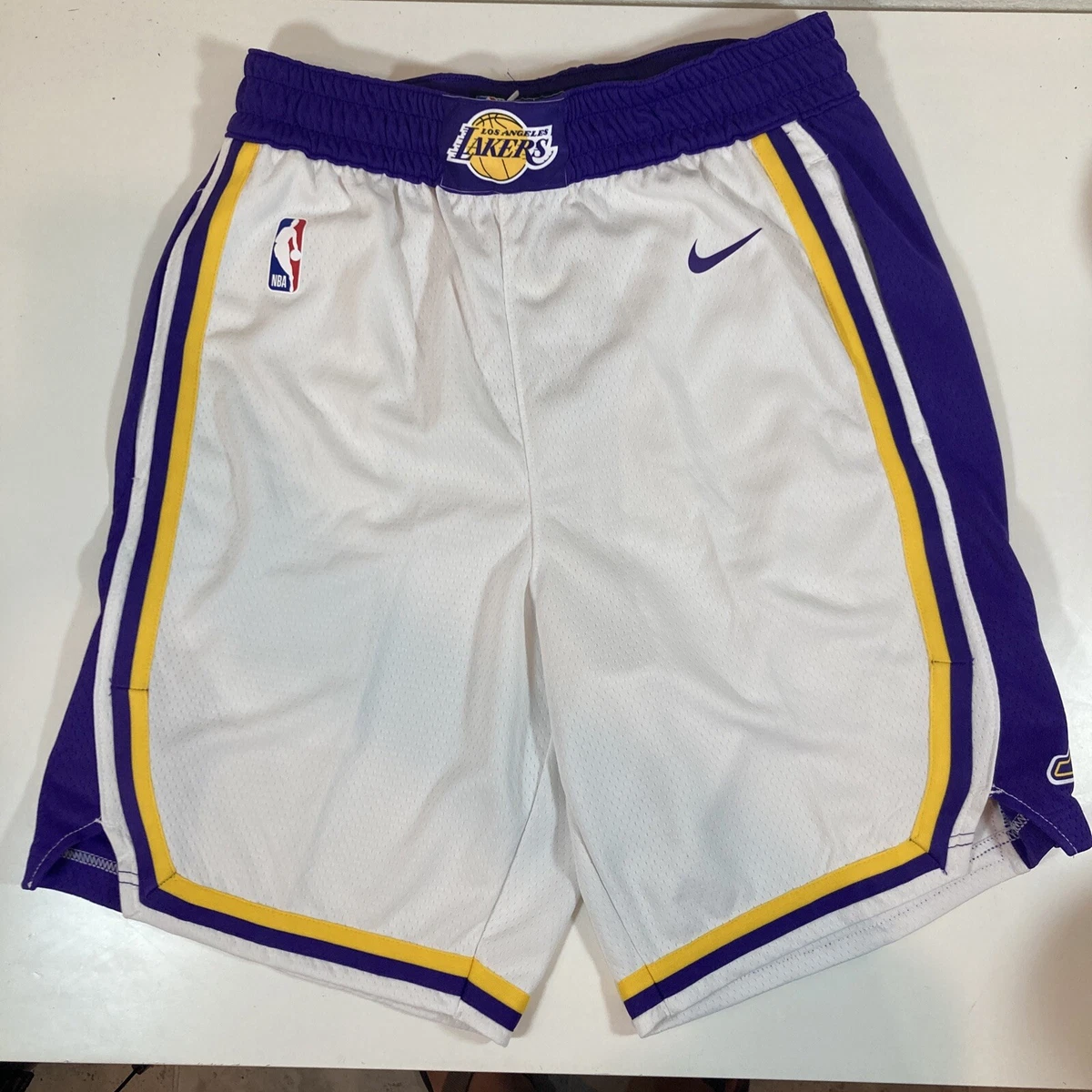 White Nike NBA Los Angeles Lakers Swingman Shorts