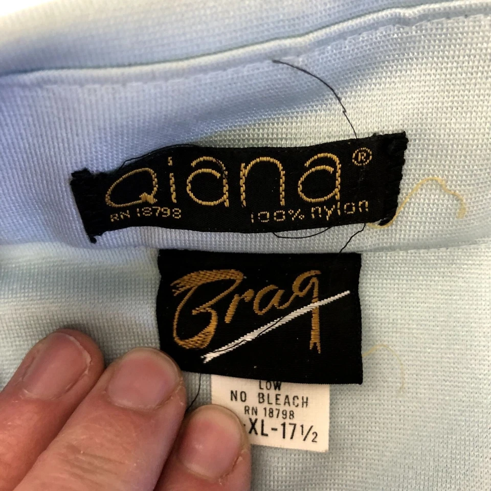 Camisa De Fiesta De Colección Años 70 Brag BRILLANTE Para Hombre Qiana Nylon Bebé Azul Hippie DISCO Foto 4 de 4