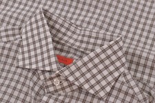 NWT Isaia Napoli Size US 41 16 Dress Shirt White Brown Cut Leuca Mix New