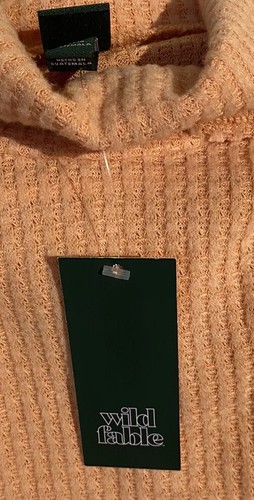 Wild Fable Shirt Womens XL Peach Orange Long Sleeve Turtleneck Crop Top - Picture 5 of 11