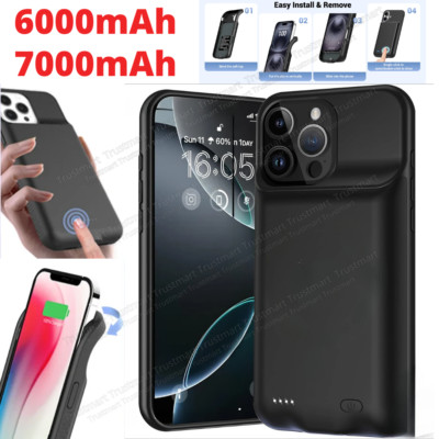 Battery Charger Case Cover Power Bank for iPhone 8 XR 11 12 13 14 15 16 Pro Max