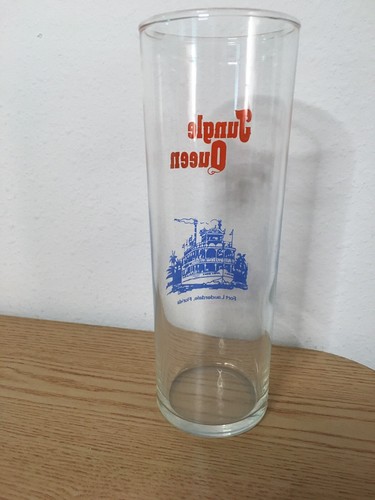 Vintage Jungle Queen Tall Slim Glass From Fort Lauderdale Florida Size 7” X 2.5” - Picture 3 of 4