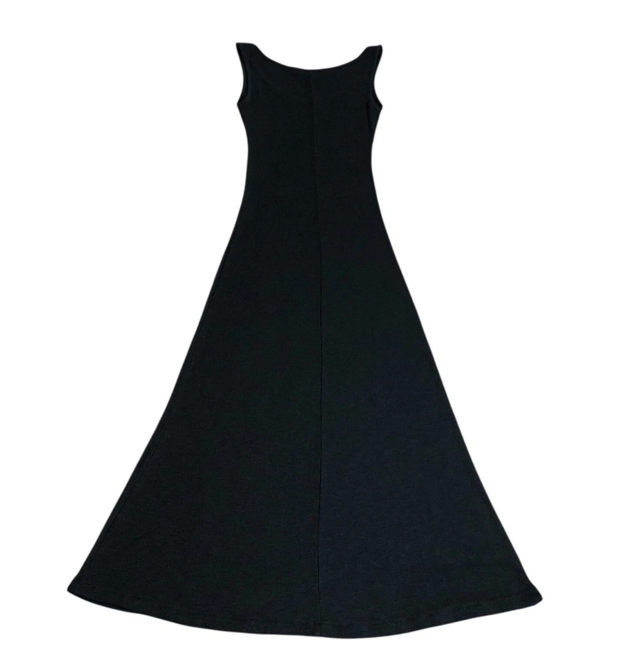 Винтажный Y2K влажная печать макси платье маленький черный блестящий со стразами ребристый эластичной бак - Изображение 4 из 4