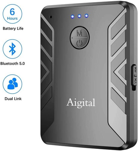 Aigital Bluetooth 5.0 Trasmettitore Ricevitore, Bassa Latenza, 6 Ore Play,  Nero | eBay