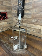 Modern Crystal Glass And Chrome OVAL Shape base Table Lamps 23" w/ harp NICE