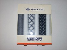 Dockers Handkerchiefs Mens 6 Solid Check Cotton Blue White Navy New