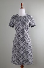 CALVIN KLEIN $129 Stretch Crosshatch Plaid Print Shift Dress Size 6