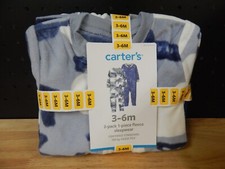 Carters 2-Pack 1-Piece Fleece Sleepwear-Blue/Camo/Moose- 3-6M -NWT