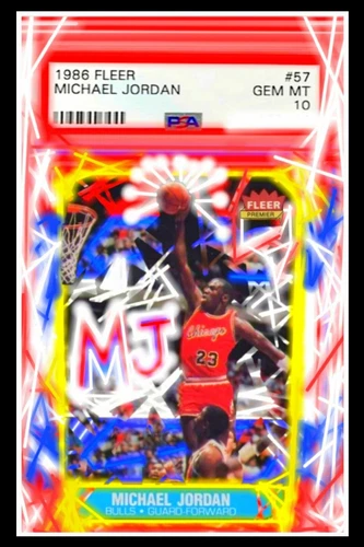 1986-87 Fleer #57 Michael Jordan Rookie PSA Gem Mint 10 🔥Original ART Poster🔥