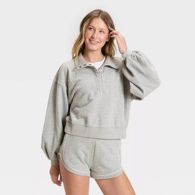 Women's Henley French Terry Sweatshirt - JoyLab | eBay