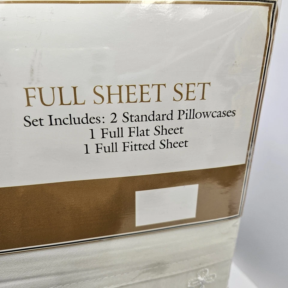 Juego de sábanas completo florentino con dobladillo de organza bordado de 7" algodón satén marfil Foto 3 de 4