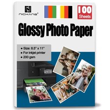 Photo Paper, Glossy Photo Paper 8.5x11, 53 LB/200 gsm, Letter Size, 100 Sheet
