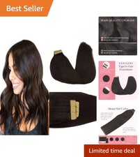 Luxurious Tape-In Hair Extensions - Remy Human Hair, 20 Inch, Dark Brown
