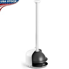 Ergonomic 2-in-1 Toilet Plunger W/ Strong Seal Ventilated Holder Compact Design