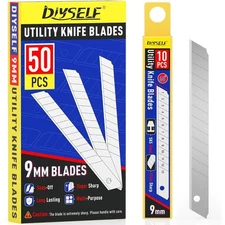 Snap Off Utility Knife Blades 50Pcs 9mm Replacement Blades for 9MM Universal Box