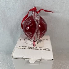 Lenox Crimson Splendor Crystal Red Clear Cut Christmas Ornament