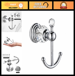 Modern Chrome Towel Hook - Double Wall-Mounted Bath Robe & Coat Hooks, Silver