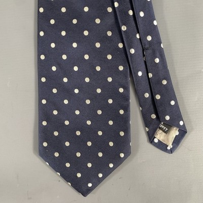 ROBERT TALBOTT Navy Grey Polka Dot Silk Tie