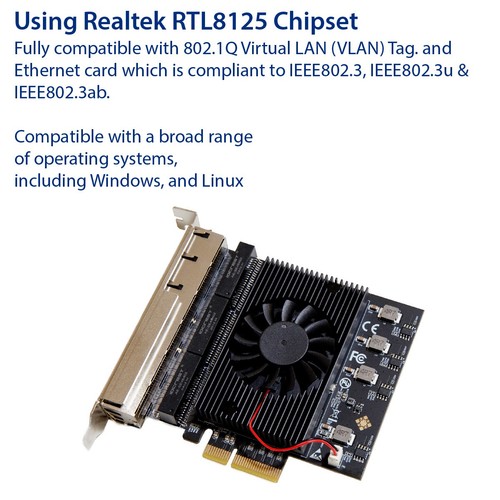 6 Port 2.5 Gigabit PCI-e x4 Ethernet Network Card - Afbeelding 3 van 5