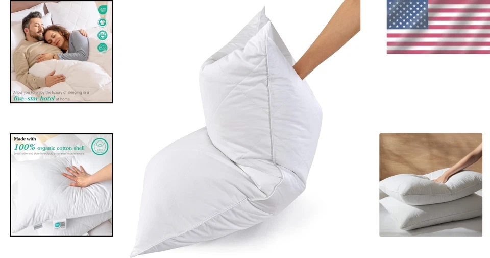 Almohadas de cama modernas medianas firmes - 600 hilos Foto 2 de 4