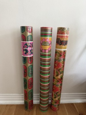 切手03 Vintage 70s Kaycrest Christmas Wrapping Paper Bundle of 3 New