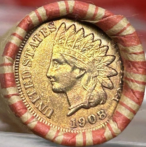 Unsearched Old Wheat Penny Roll Vintage Cents- Hi Grade BU 1908 Indian Head Cent