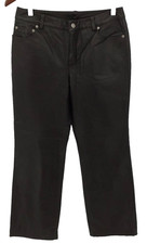 NEW Newport News Womens Leather Pants Brown Size 6 Petite Small Vintage