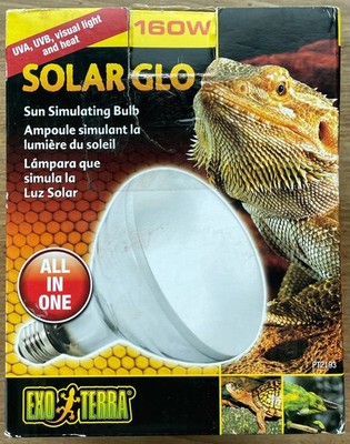 ExoTerra Solar Glo 160W Reptile Bulb UVB Basking Heat Lizard MVB TESTED