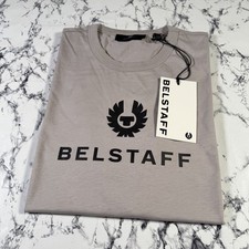 Image of BELSTAFF Mens Ash Grey Signature Logo Phoenix T Shirt SIZE LARGE BNWT Authentic