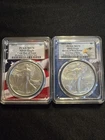 (2) coins 2022 (W) $1 American Silver Eagle PCGS Certified MS70 First day issue