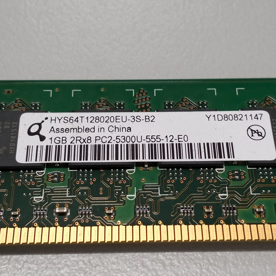 Qimonda 1GB DDR2 RAM PC2-5300 667MHz CL5 DIMM HYS64T128020EU-3S-B2 377726-888 - Image 2 of 4