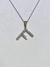 Pave Diamond  F  Initial Pendant in Yellow Gold