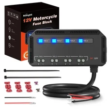 Nilight 12V Motorcycle Fuse Box 20A Low Profile Terminal Block Holder w/LED Indi