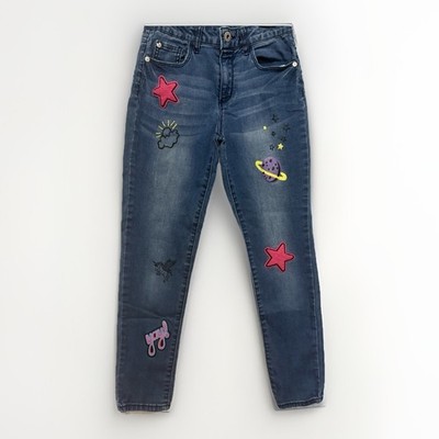 Arizona Girls Jeans Size 12 Reg Adjustable Waist Space Star Planet Stretch Denim