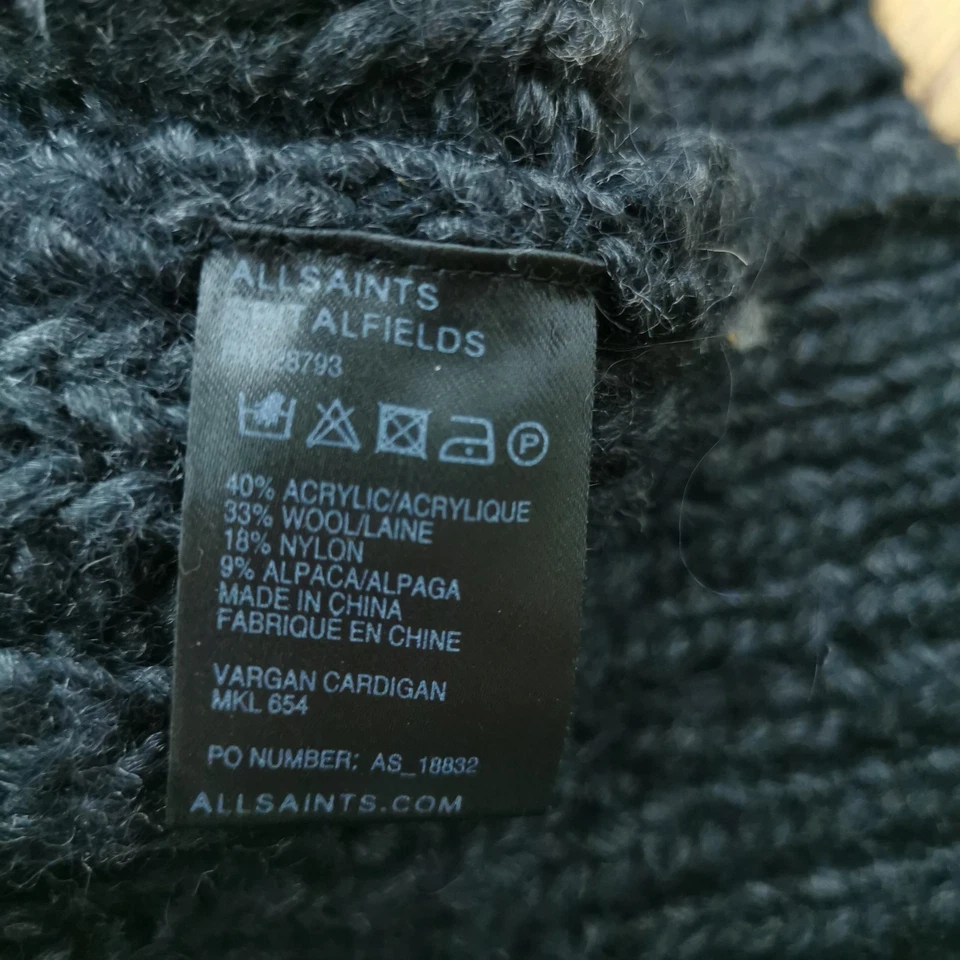 Cardigã All Saints Vargan masculino G grande cinza tricô de lã robusta alpaca - Imagem 4 de 4