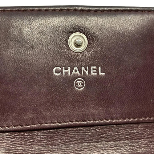 Auth CHANEL Camellia - Bordeaux Lambskin Double-hook Wallet - Picture 5 of 14